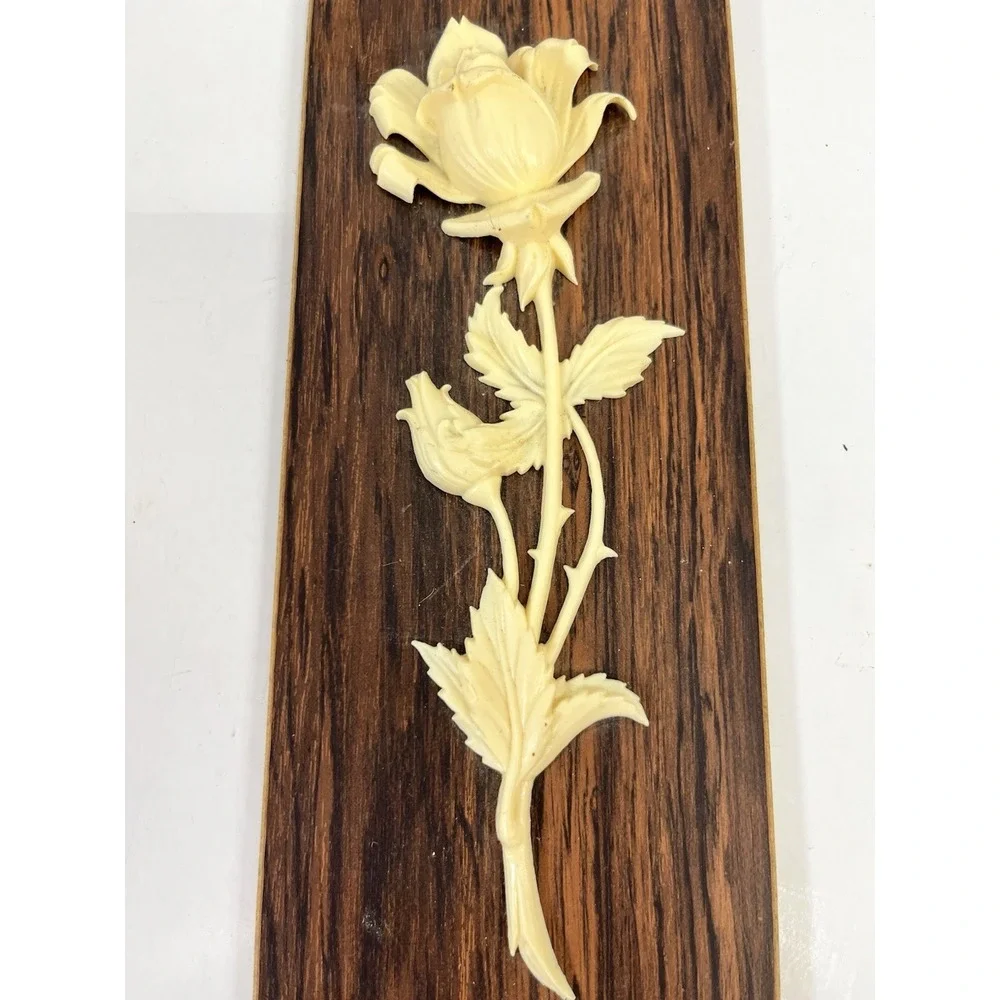 MCM Germany Bird Flower Wall Plaques Art Lot 2 Panel Plastic Wood 60s 10